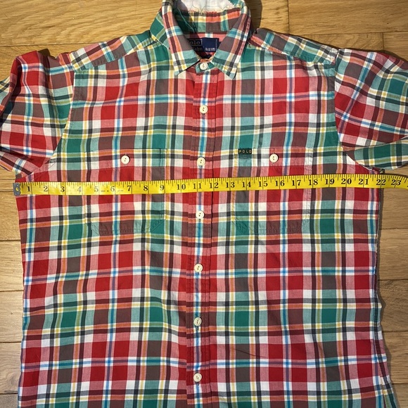 Vintage Late 1980s Polo Ralph Lauren Mens Button Down in red and green plaid M - Picture 7 of 12